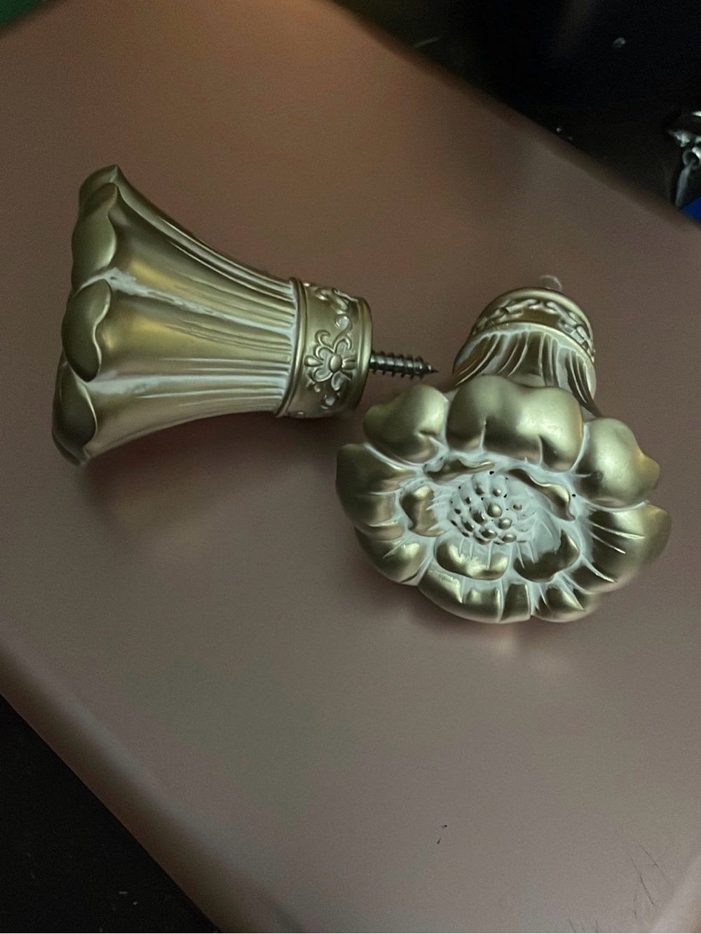 Gold Patina Curtain Rod Finials